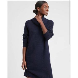 Banana Republic Knit Turtleneck Pointelle Sweater Dress Navy [Brand New]